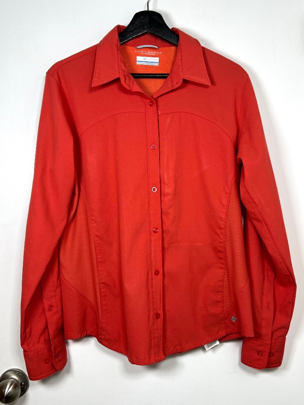 Columbia Omni-Shade SPF 50+ Hiking Active Women’s Shirt L Coral Outdoor Camping
